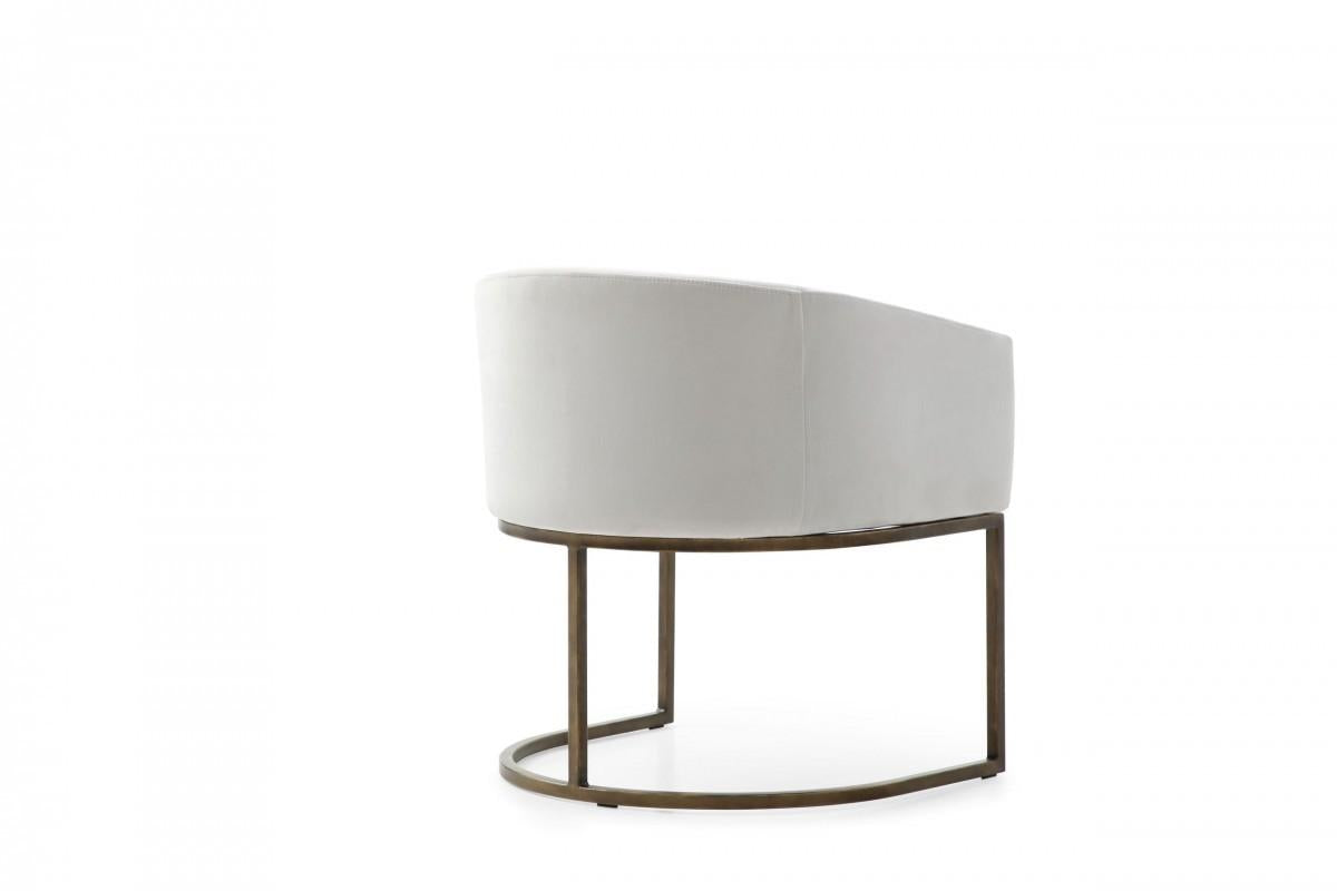 White Velvet Brass Modern Dining Chair