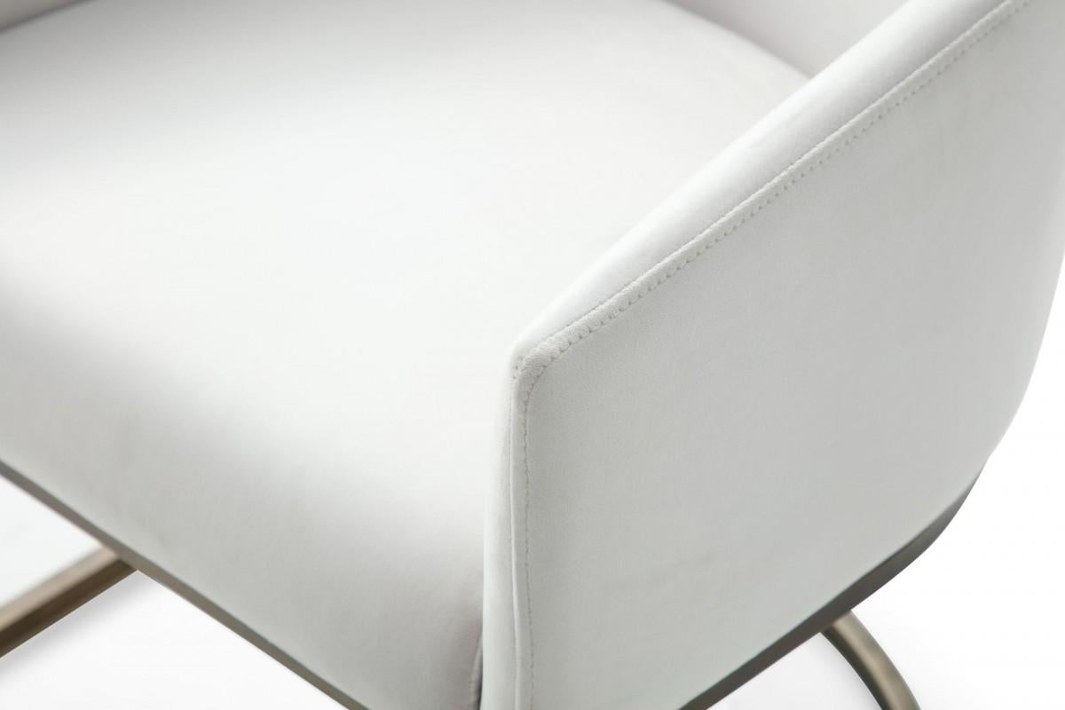 White Velvet Brass Modern Dining Chair