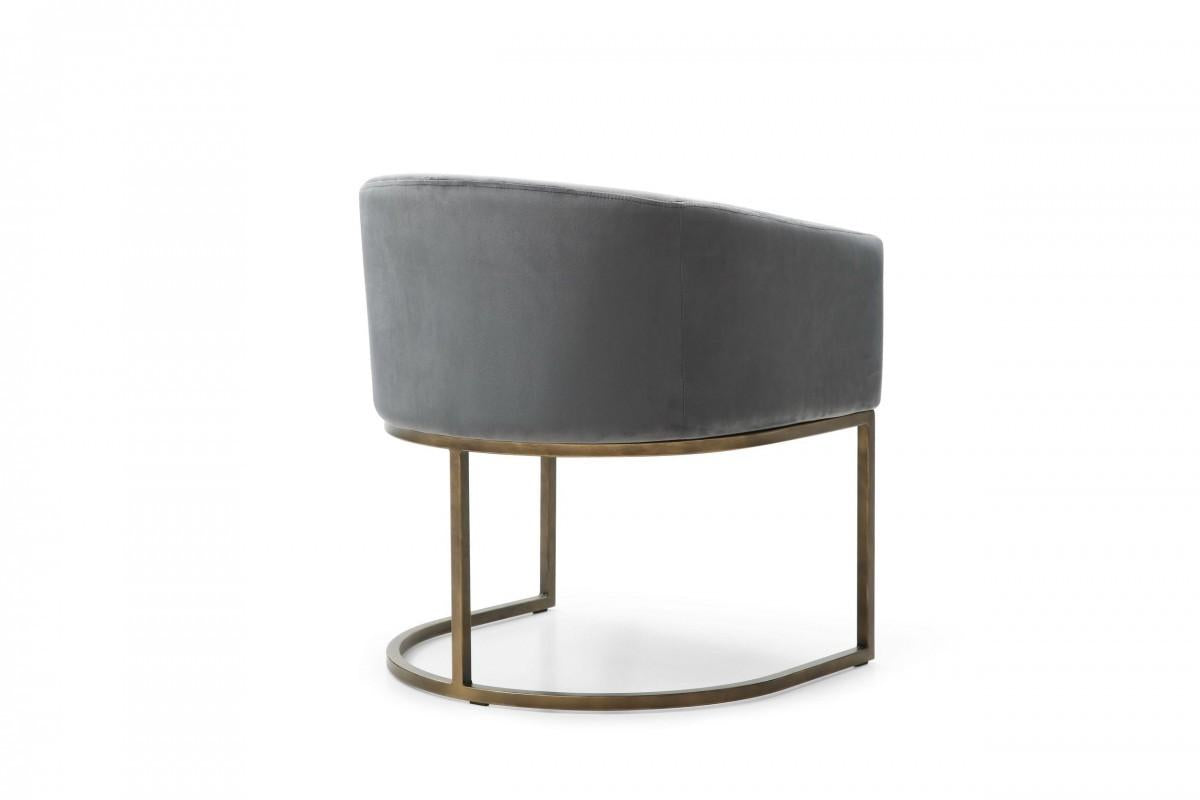 Gray Velvet Brass Modern Dining Chair