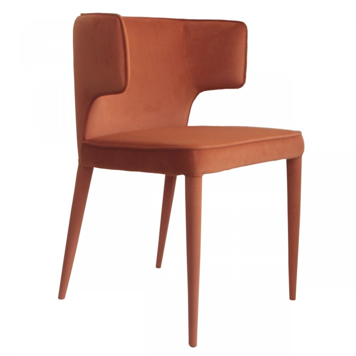 Orange Velvet Wrapped Dining Chair