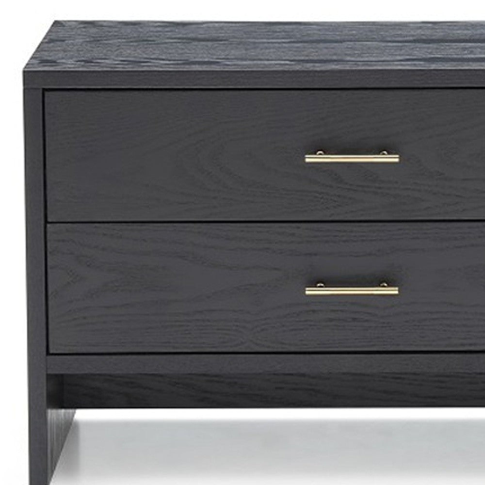 Modern Dark Gray Ash Nightstand with Two Drawers