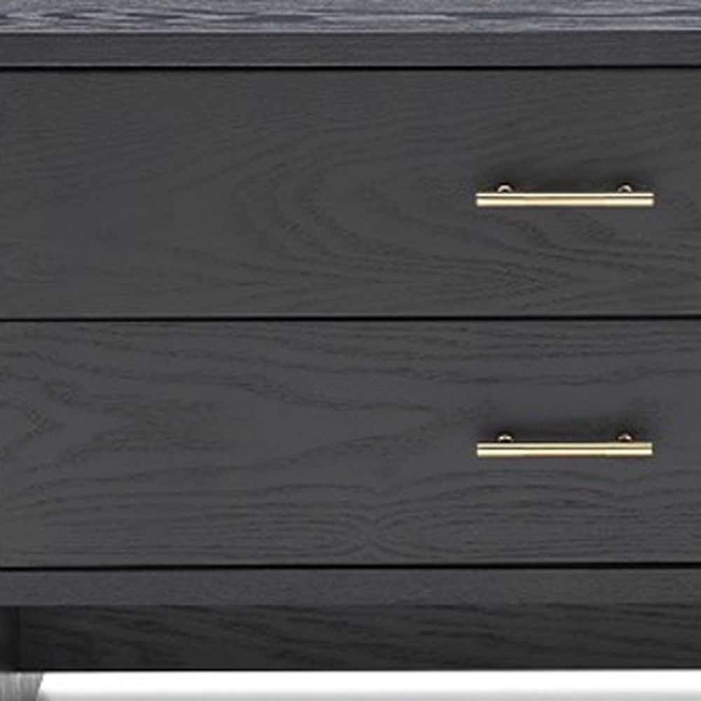 Modern Dark Gray Ash Nightstand with Two Drawers