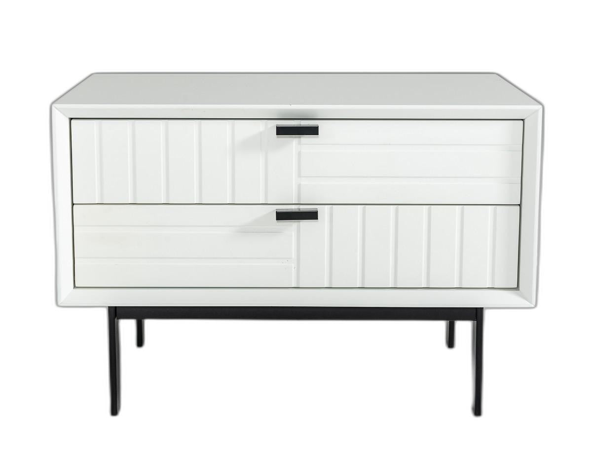 White Matte Contemporary Nightstand with Two Drawers