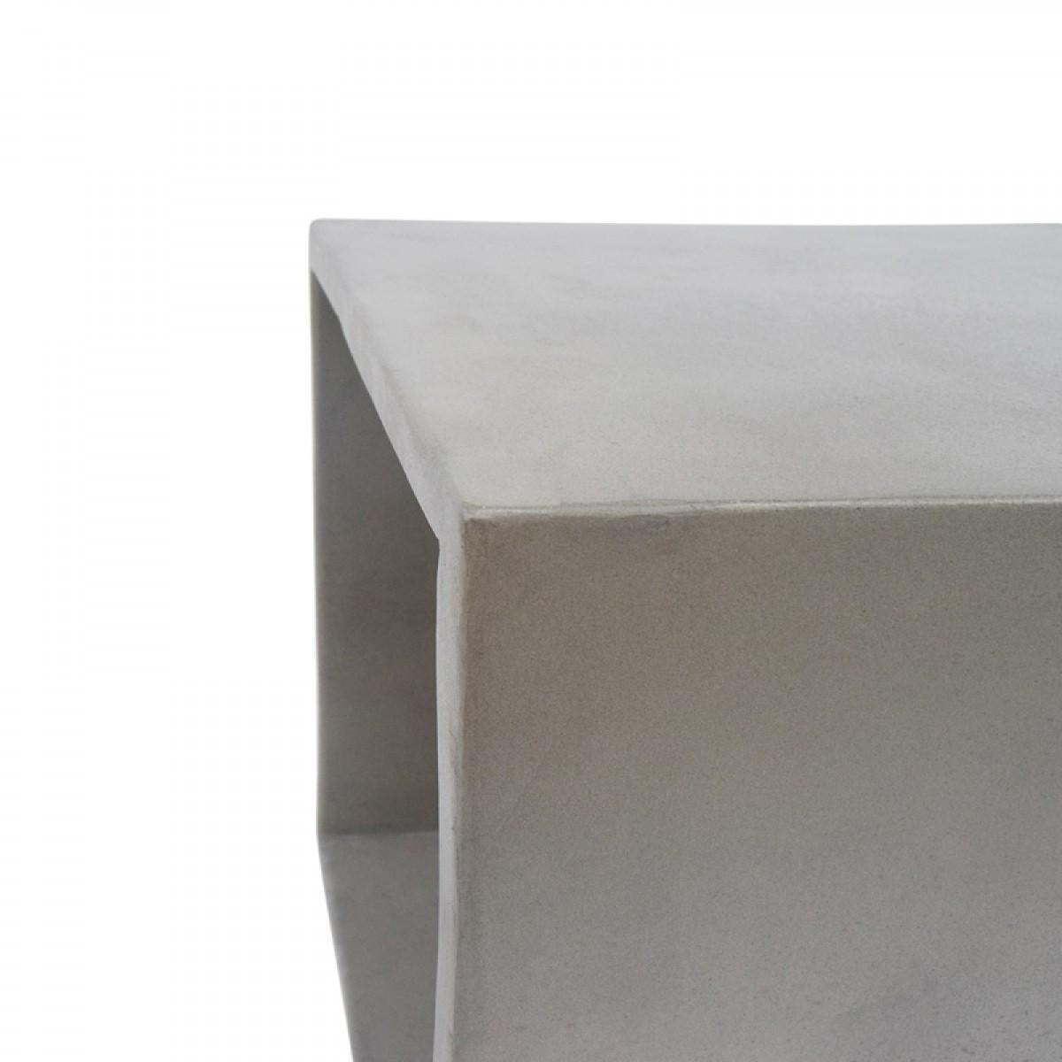 Minimalist Dark Gray Concrete Open Cube End or Side Table