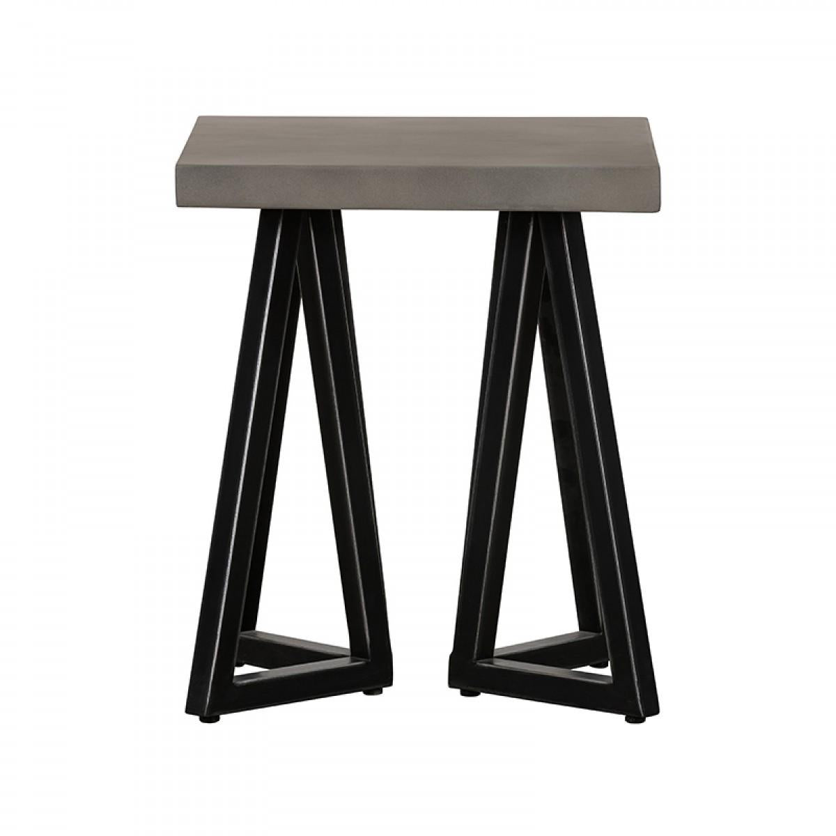 Gray Concrete and Black Metal Geo Industrial Square End Table