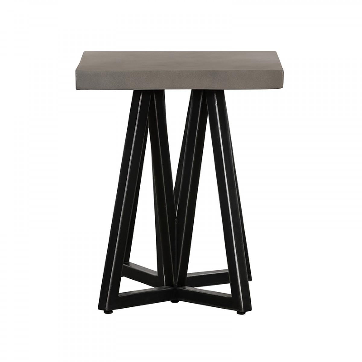 Gray Concrete and Black Metal Geo Industrial Square End Table