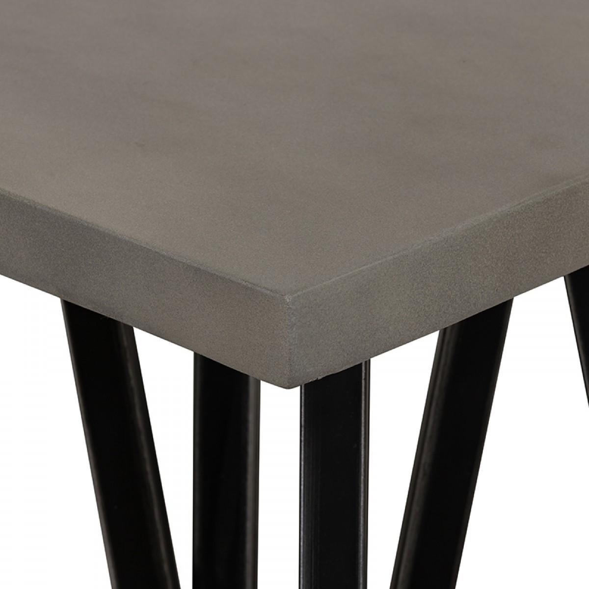 Gray Concrete and Black Metal Geo Industrial Square End Table