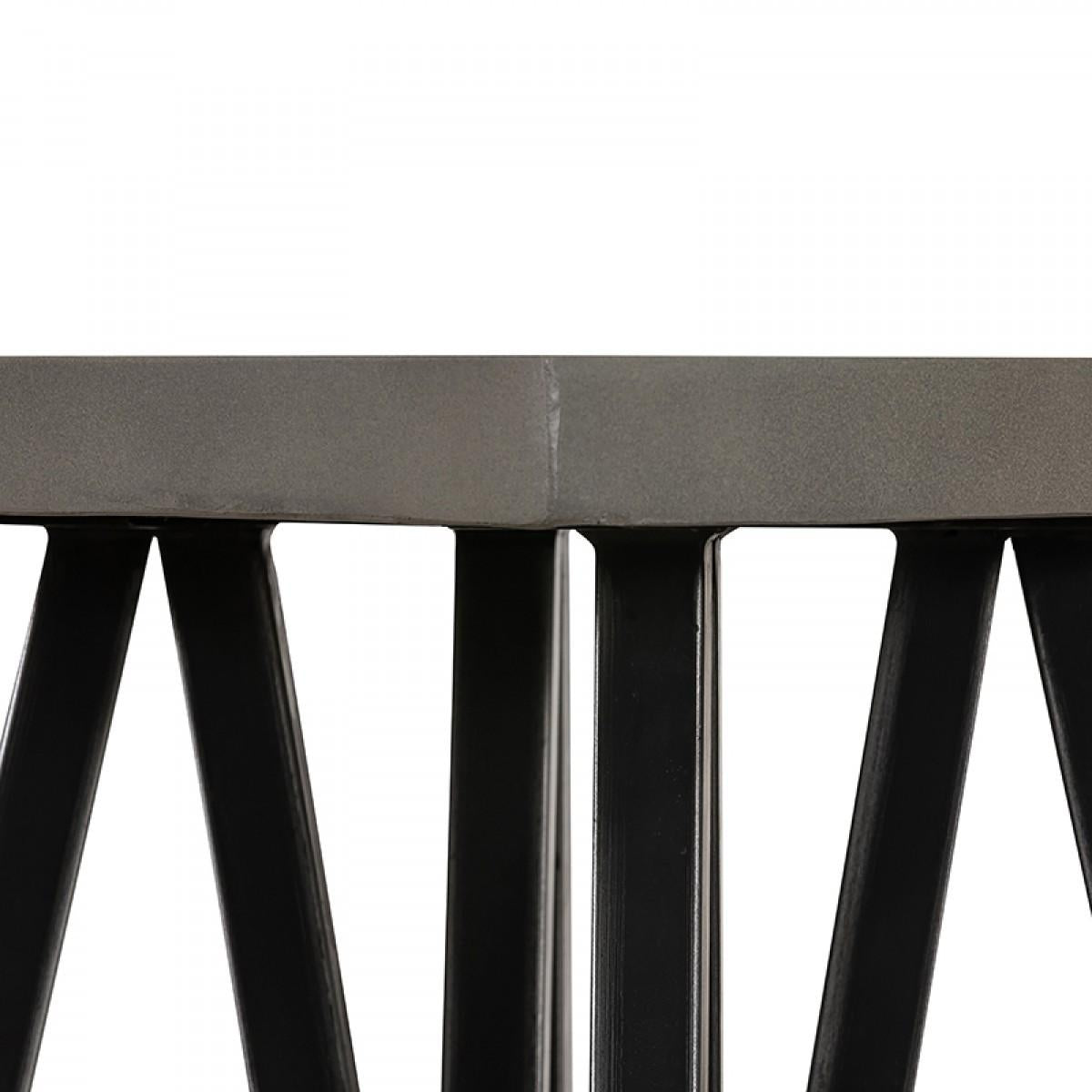 Gray Concrete and Black Metal Geo Industrial Square End Table