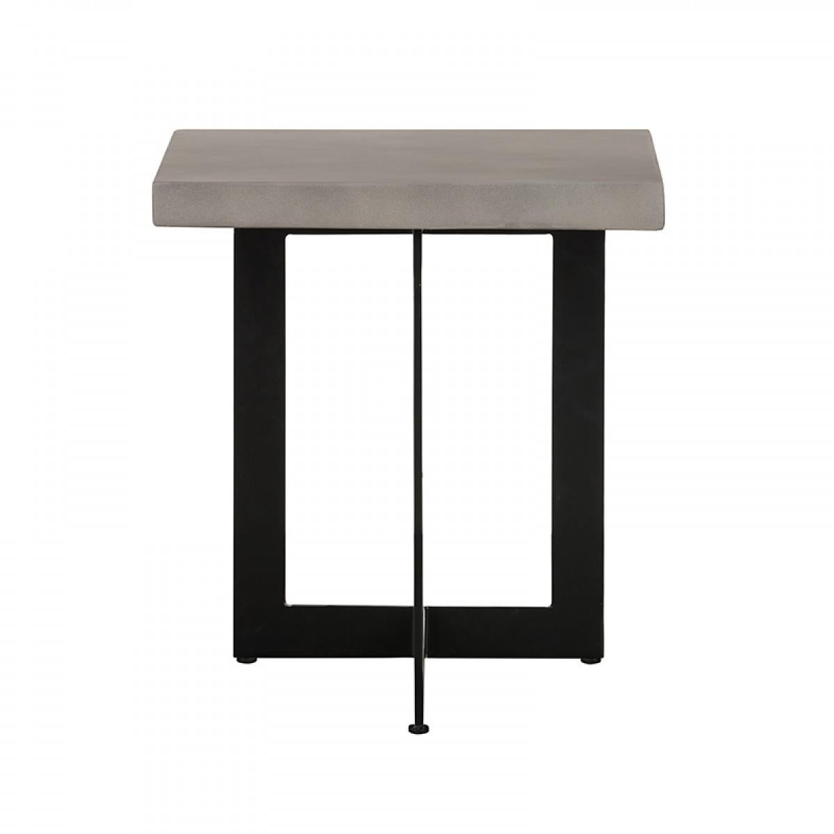 Asymmetric Metal And Concrete End Table