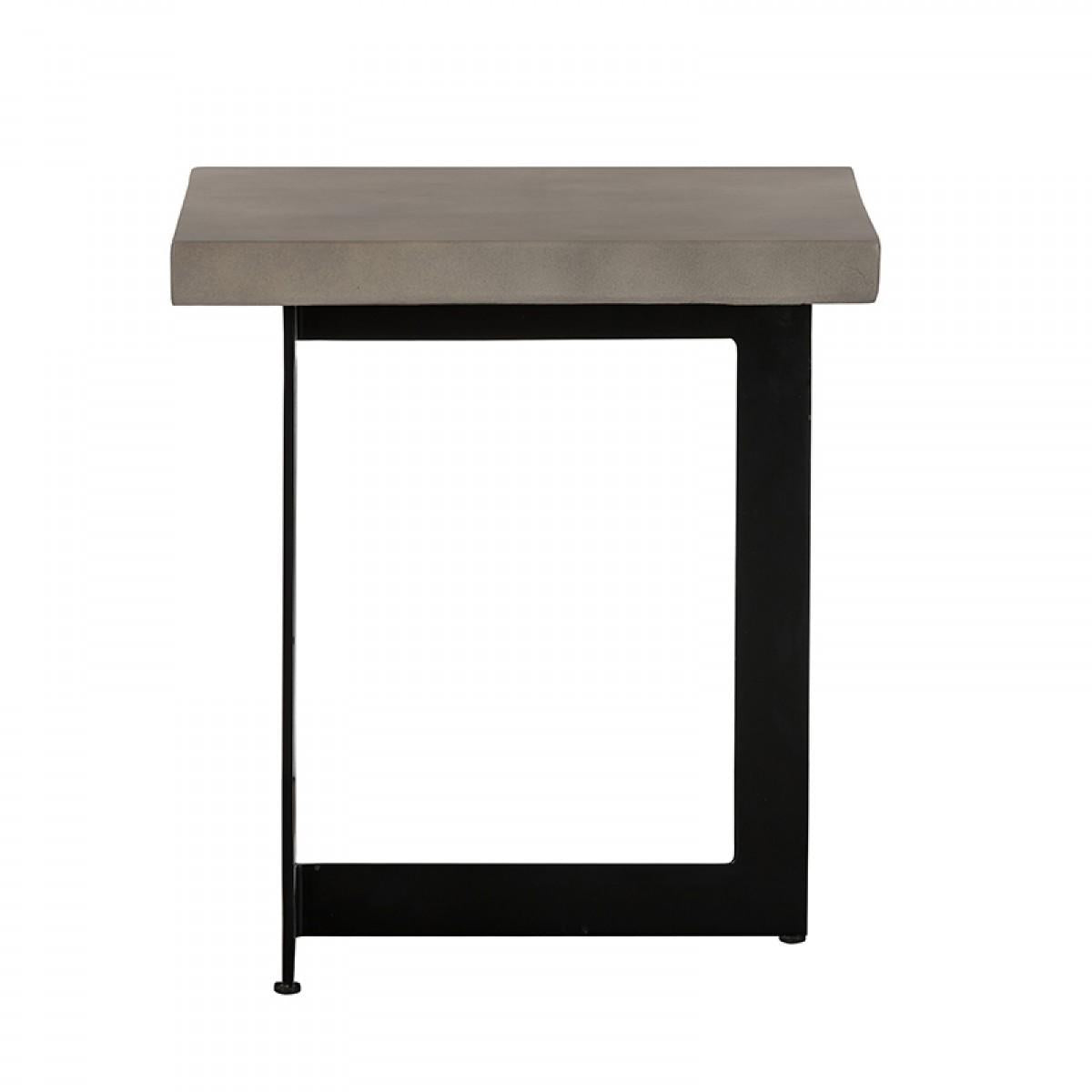 Asymmetric Metal And Concrete End Table