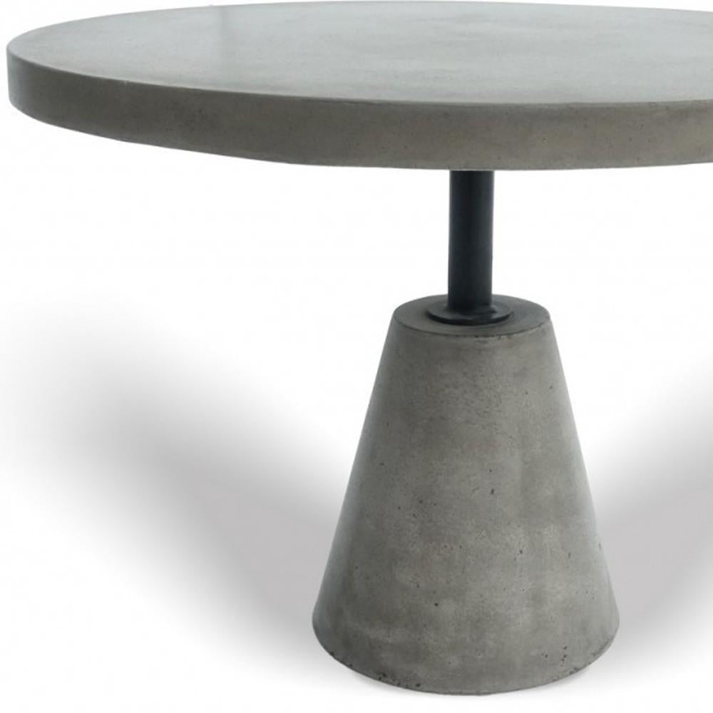 Mod Gray Concrete and Black Metal Pedestal End Table