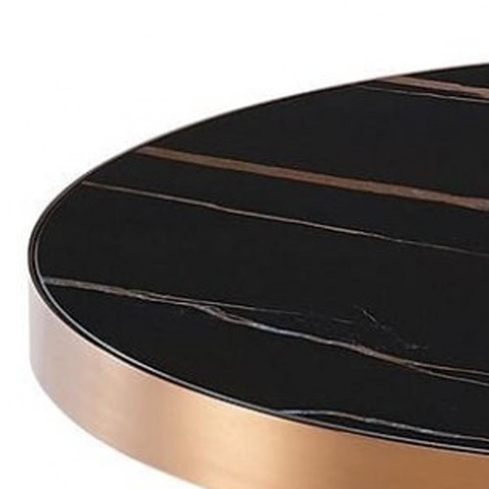 Stylish Black Ceramic and Rose Gold Side or End Table