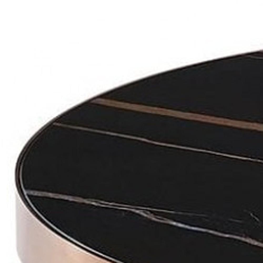 Stylish Black Ceramic and Rose Gold Side or End Table