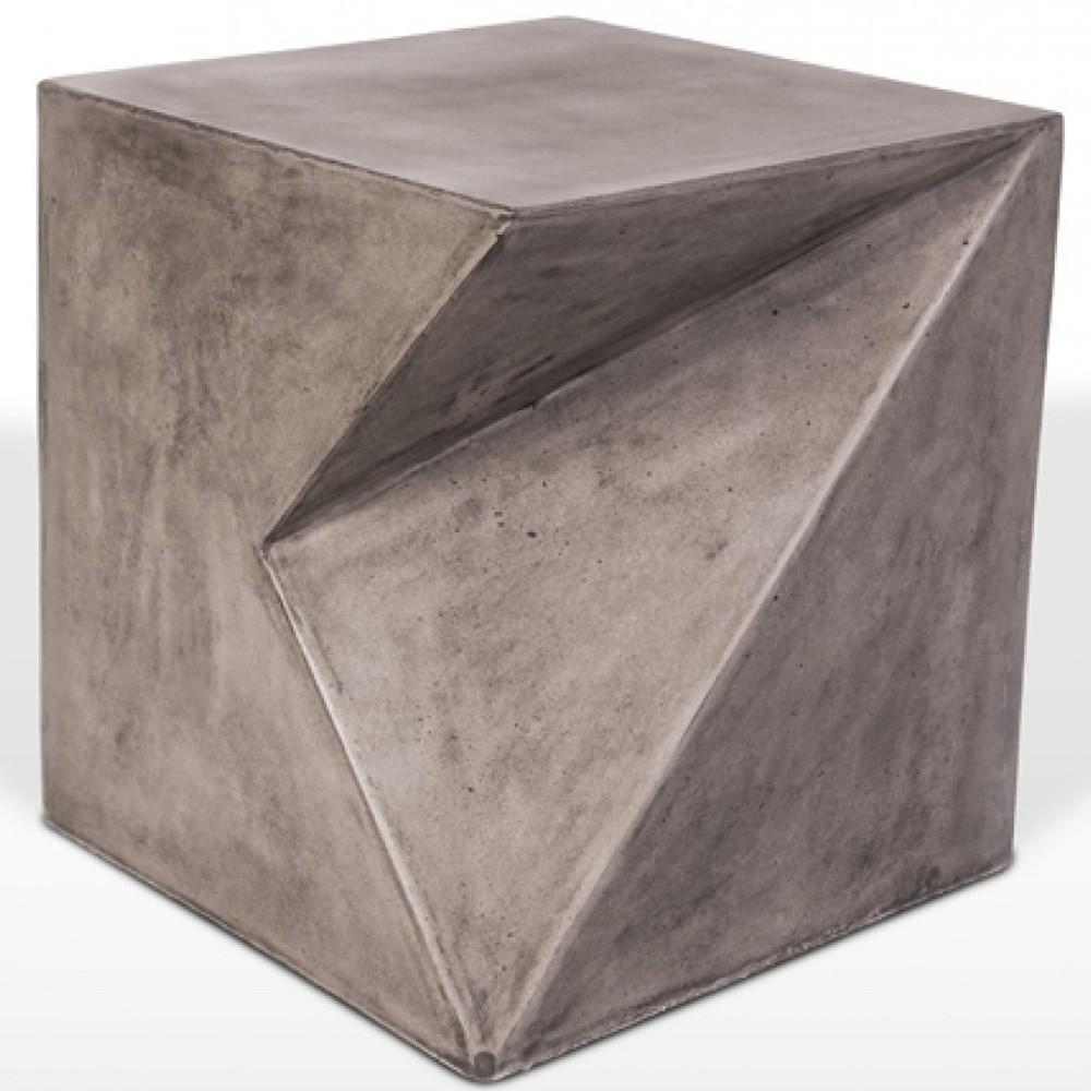 Asymmetric Dark Gray Concrete Cubed Stool