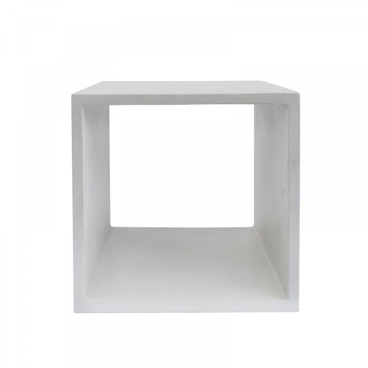 Minimalist White Concrete Open Cube End or Side Table