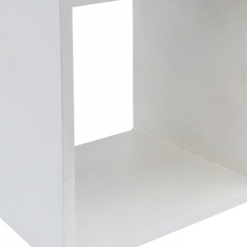 Minimalist White Concrete Open Cube End or Side Table