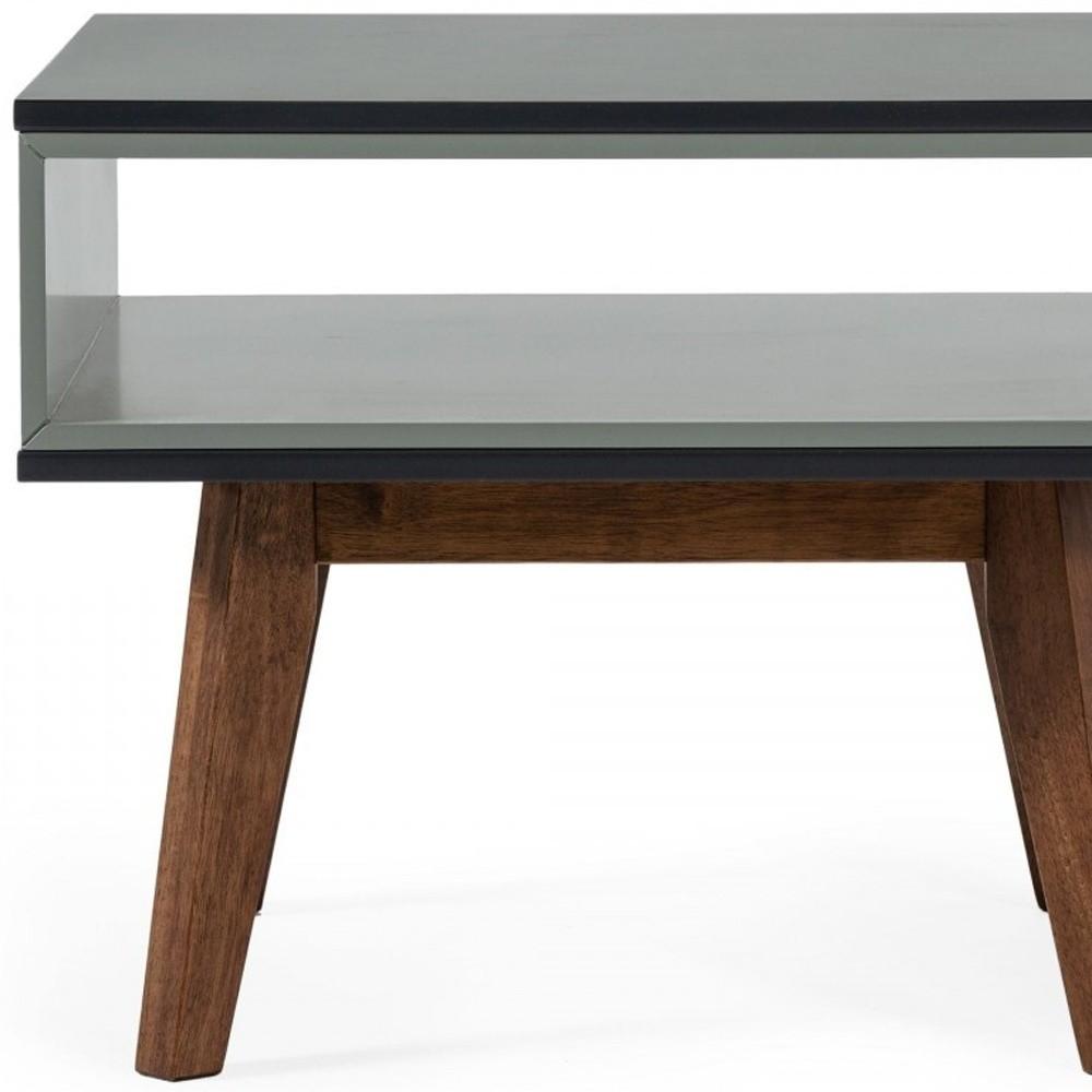 Dark Oak and Shades of Gray Open Rectangle End Table