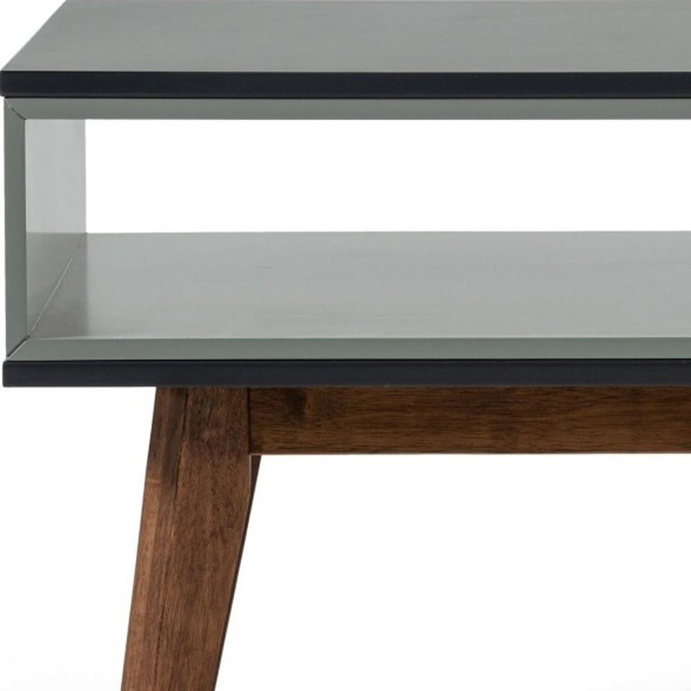 Dark Oak and Shades of Gray Open Rectangle End Table