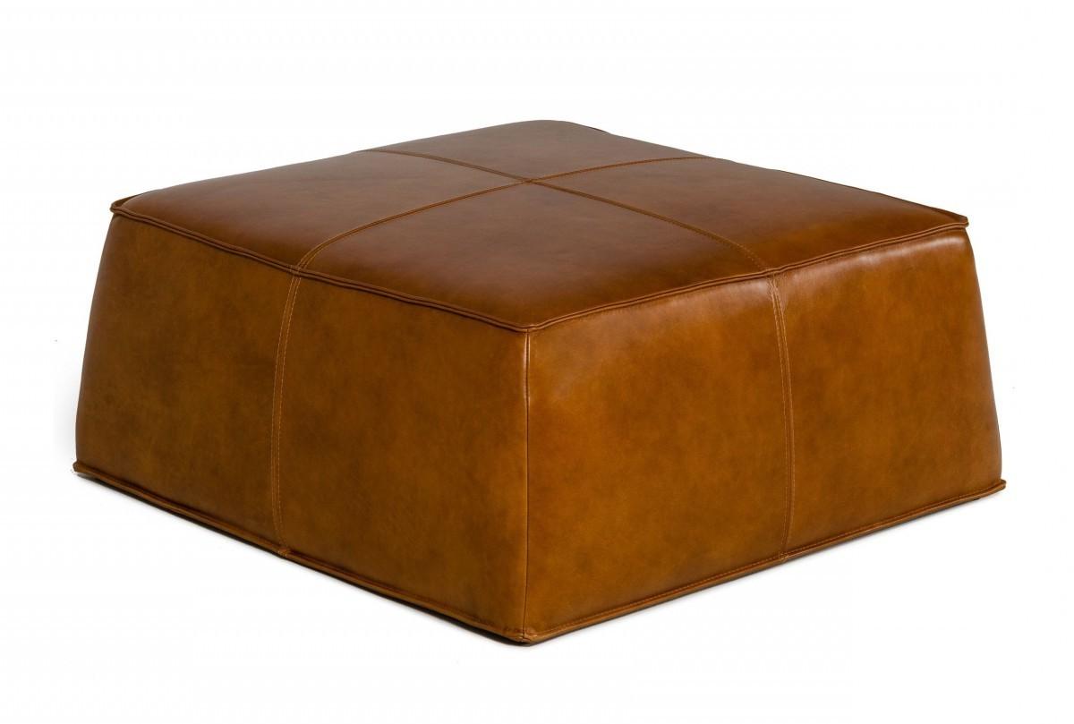 Modern Square Camel Leather Ottoman