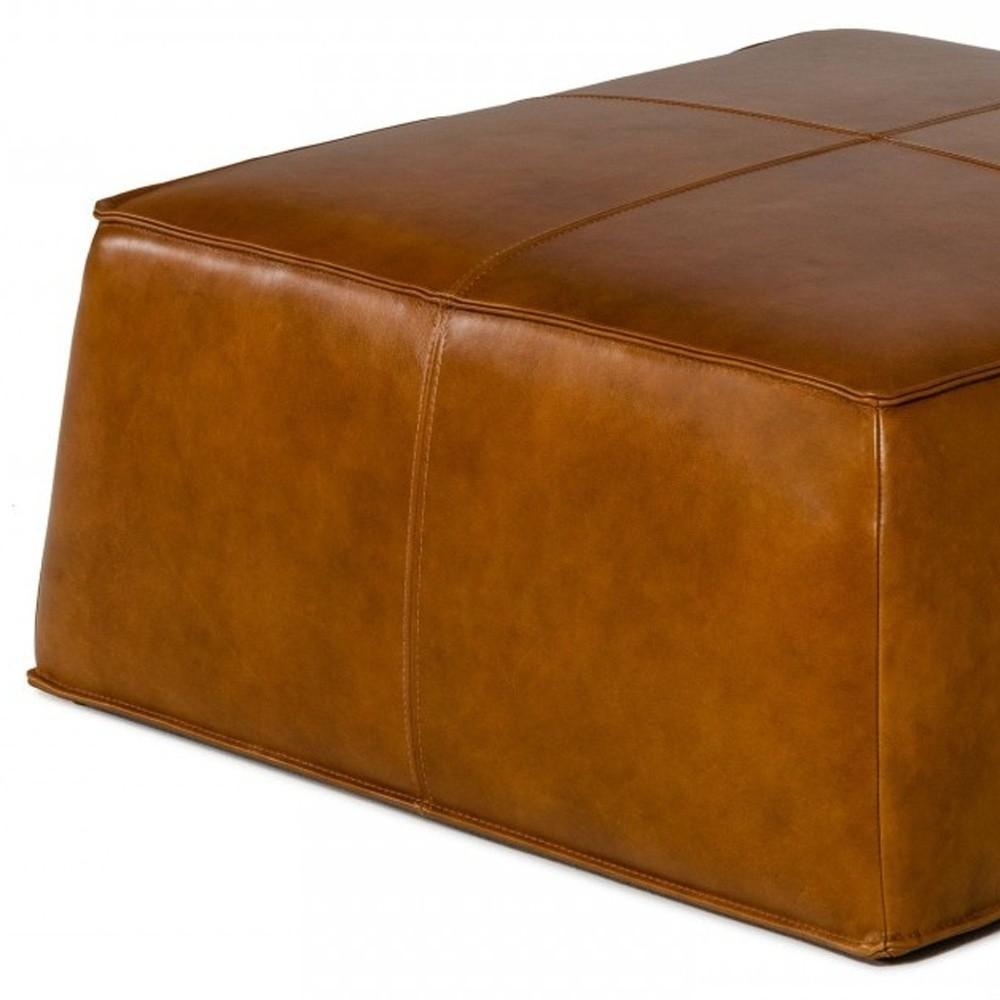 Modern Square Camel Leather Ottoman