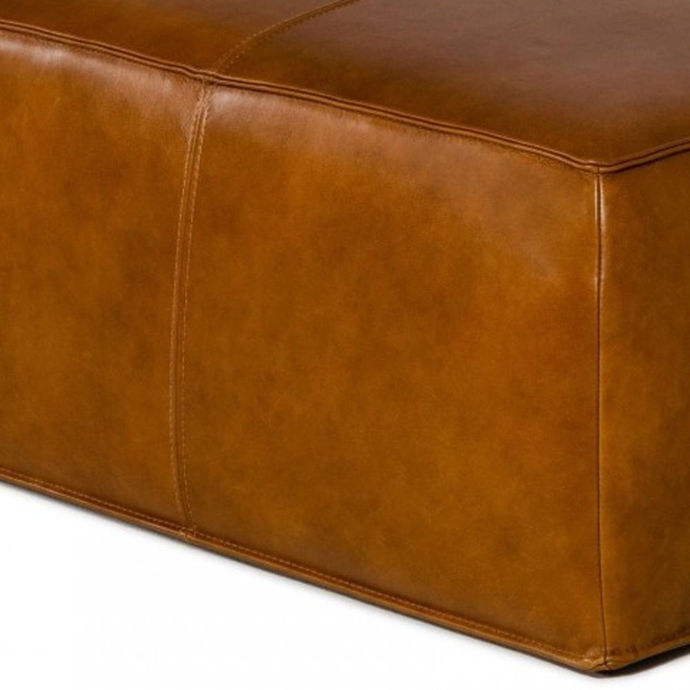 Modern Square Camel Leather Ottoman