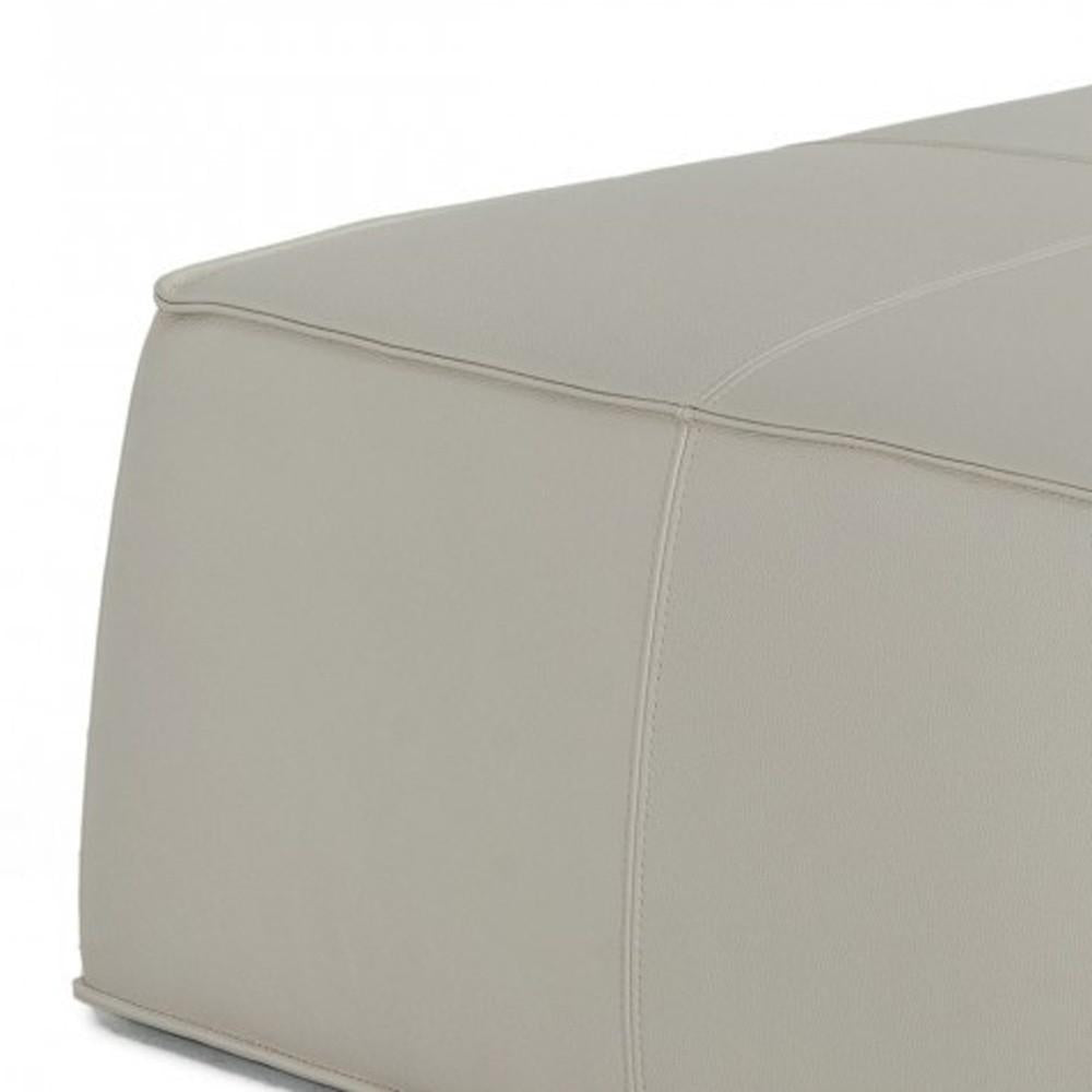 Modern Square Light Grey Leather Ottoman