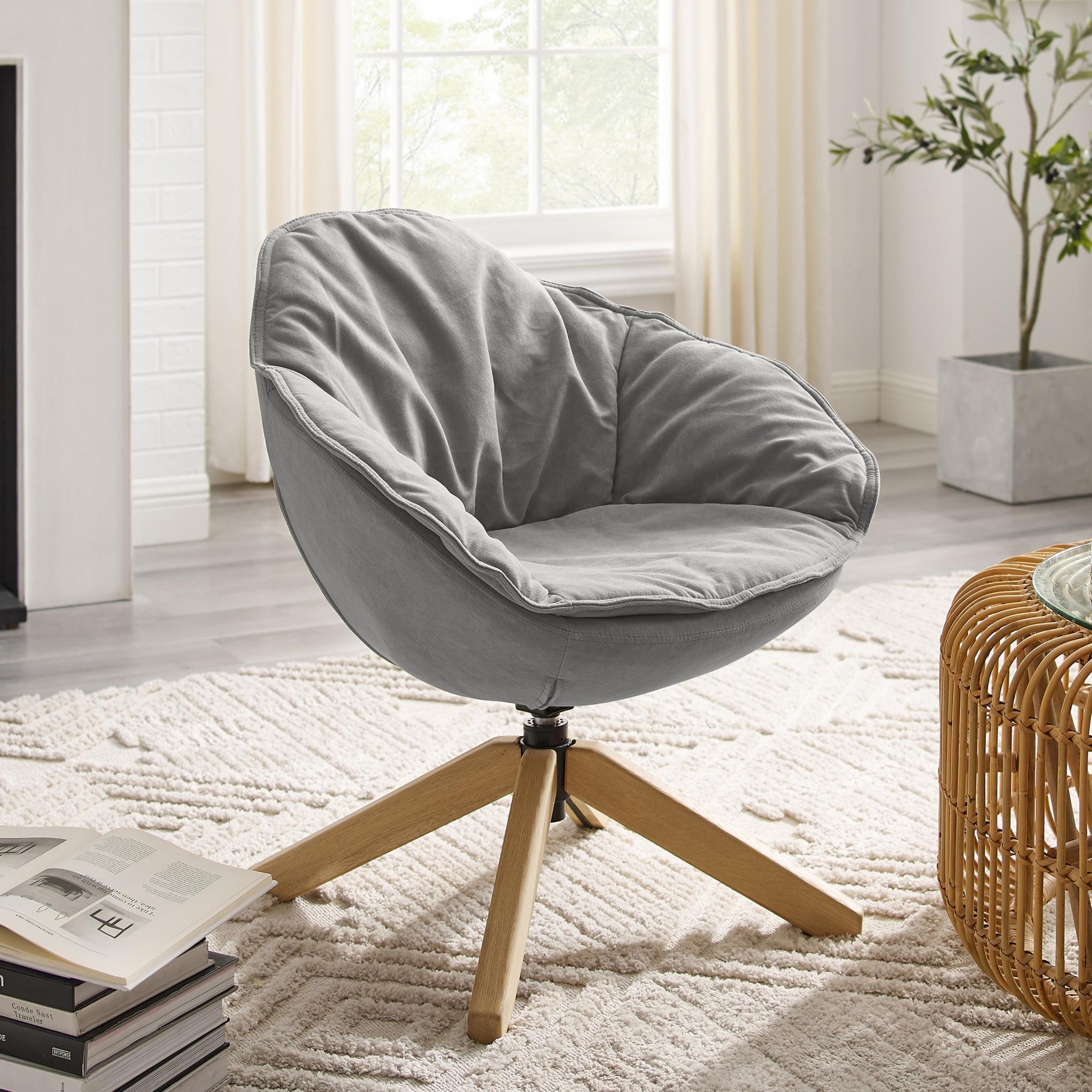 Modern Grey Home or Office Swivel Accent Chair