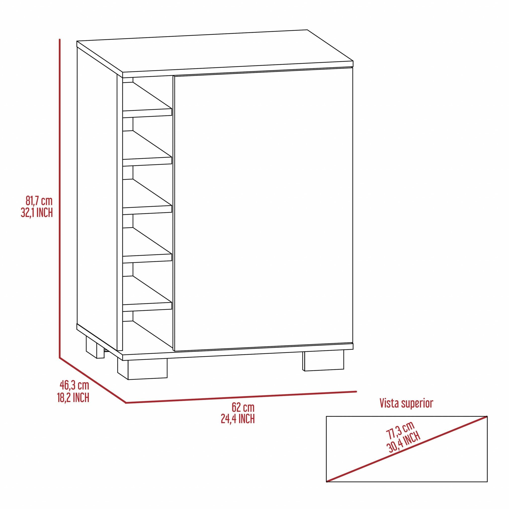 Light Gray Bar Cabinet with One Door Panel