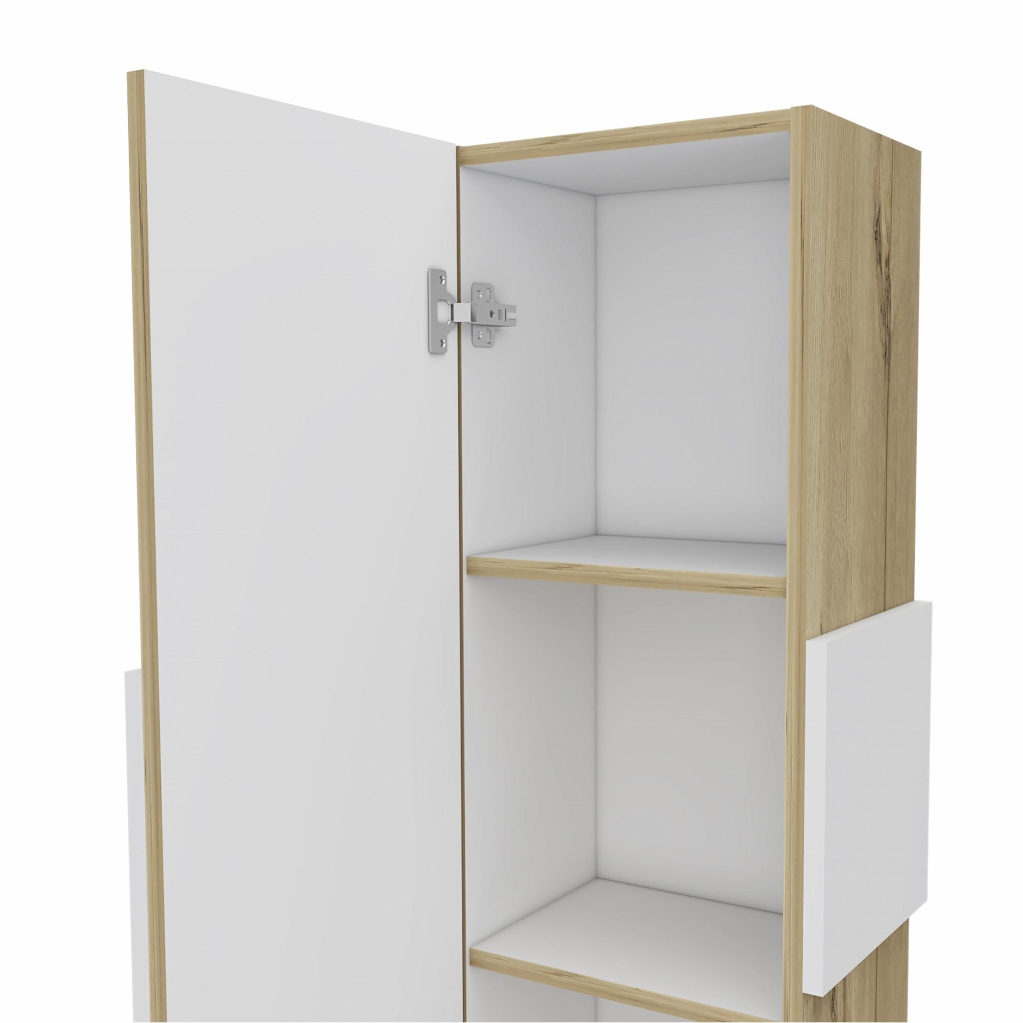 Light Oak and White Multi Purpose Vertical Hanging Cabinet