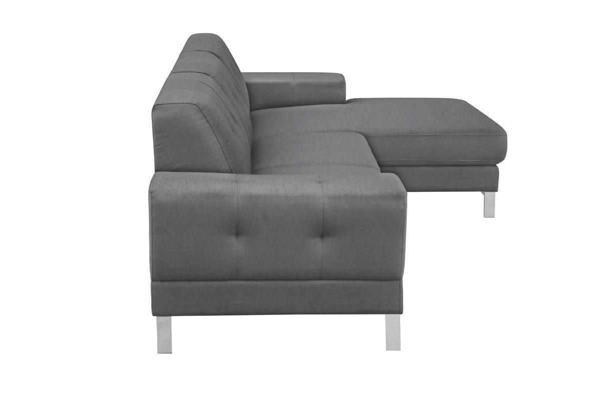 Mod Flare Dark Gray Fabric Right Facing Sectional Sofa