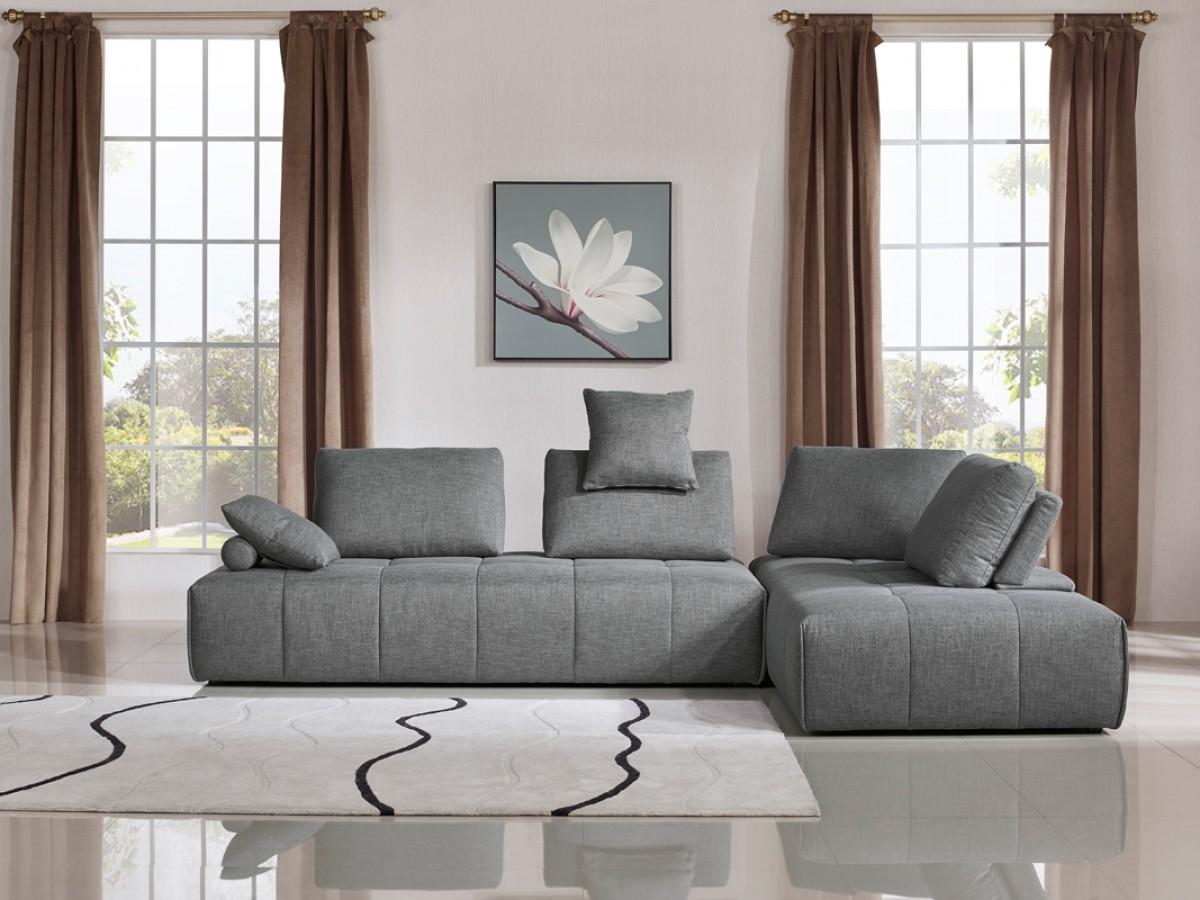 Contempo Gray Fabric Modular Two Piece Sectional Sofa