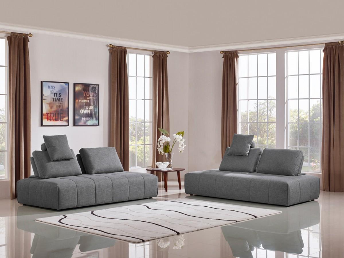 Contempo Gray Fabric Modular Two Piece Sectional Sofa