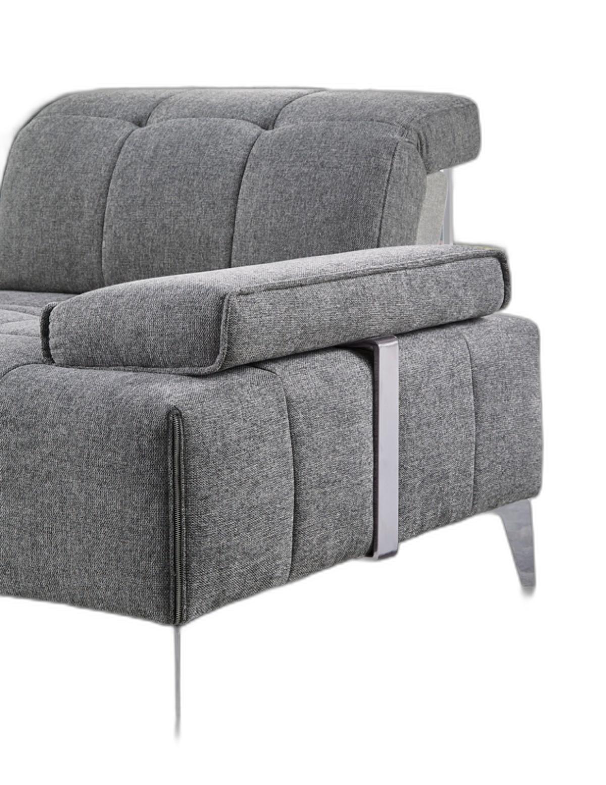 Modern Gray Fabric Moveable Back and Adjustable Sectional Sofa