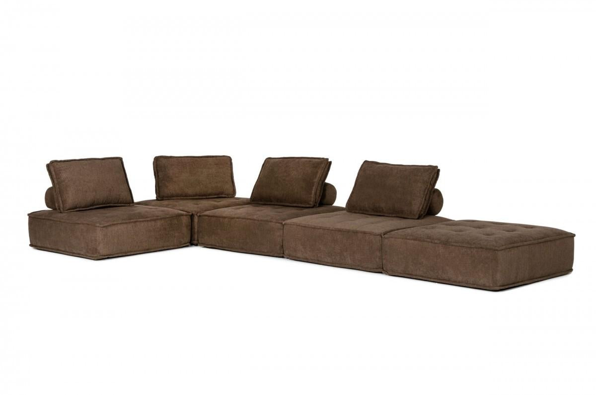 Modern Chocolate Brown Floor Pillow Modular Sectional Sofa