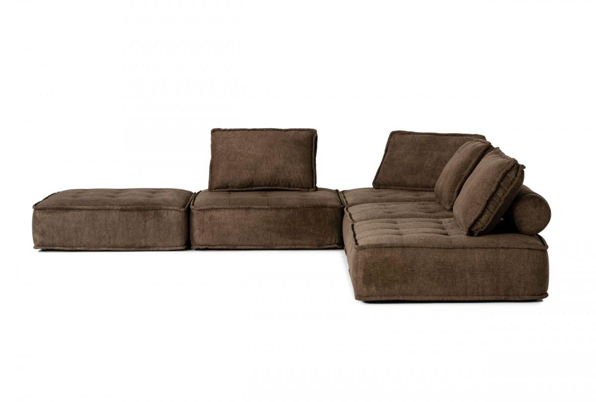 Modern Chocolate Brown Floor Pillow Modular Sectional Sofa