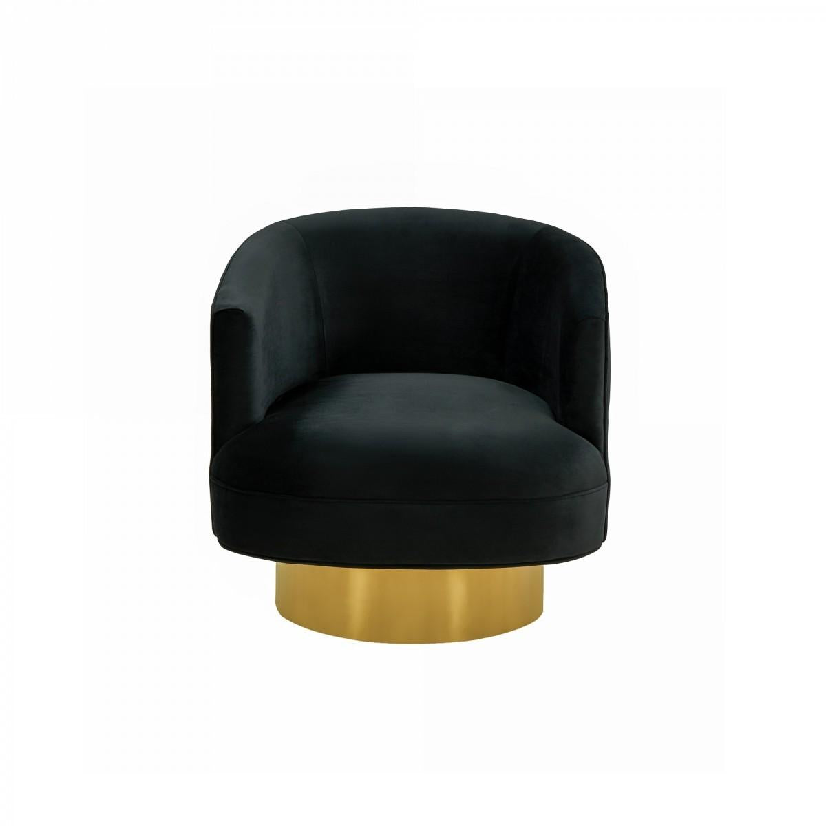 Modern Black and Gold Velvet Accent Chair