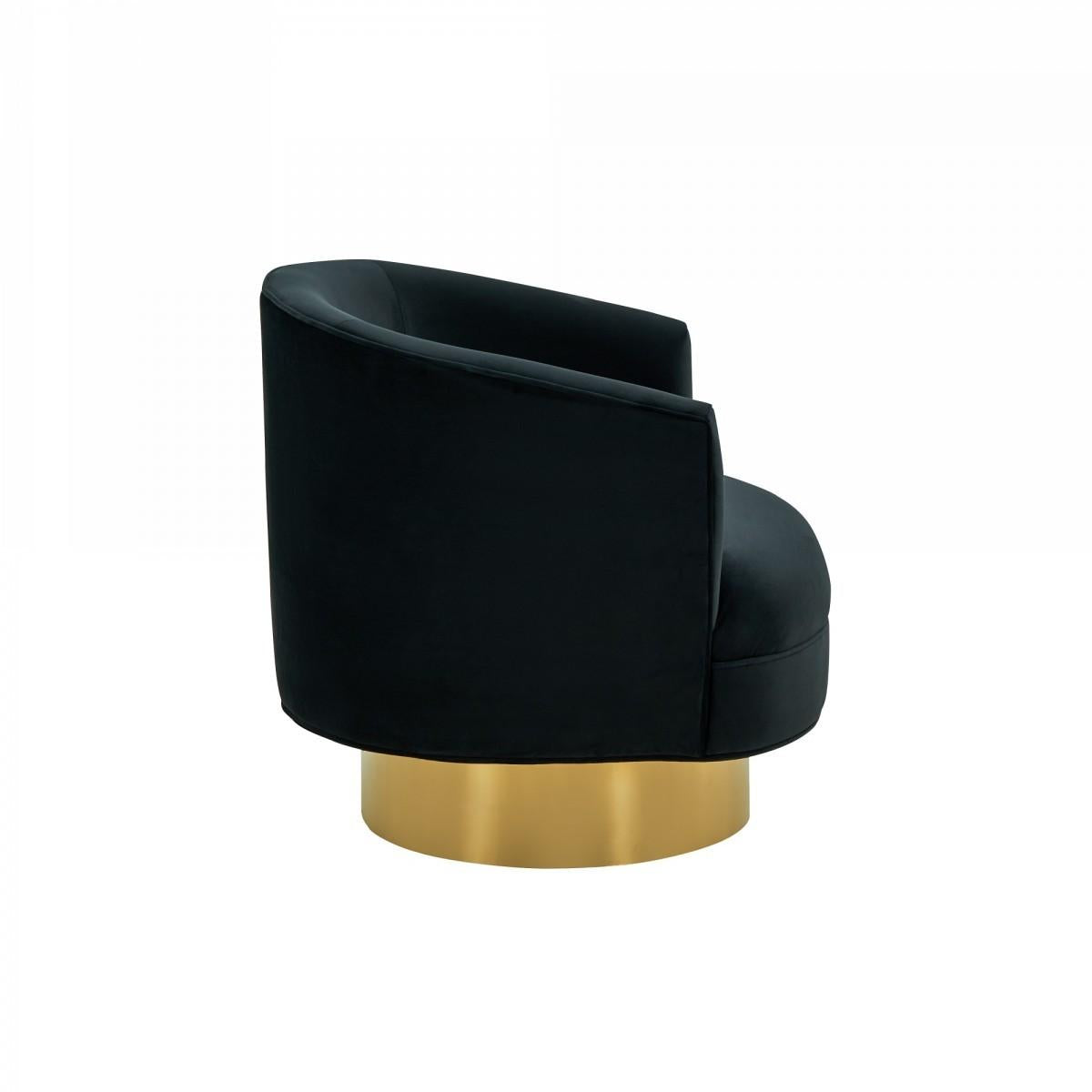 Modern Black and Gold Velvet Accent Chair