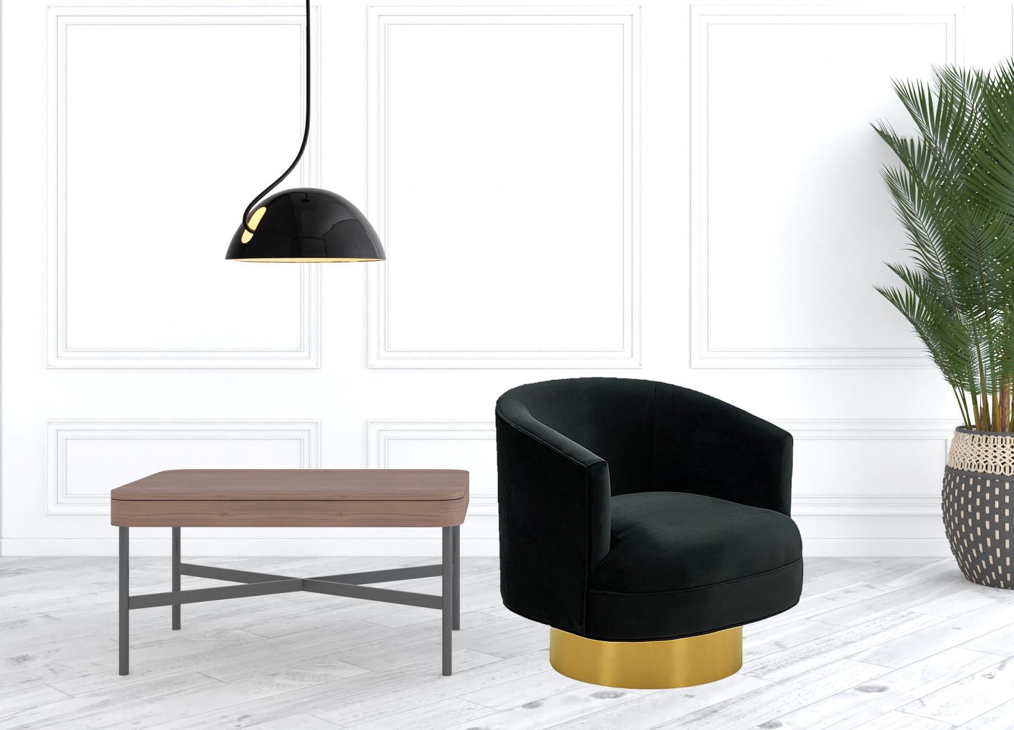 Modern Black and Gold Velvet Accent Chair