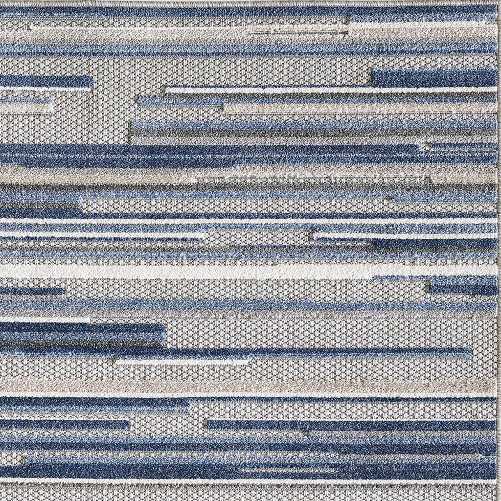 2’ x 4’ Blue Abstract Striped Indoor Outdoor Area Rug