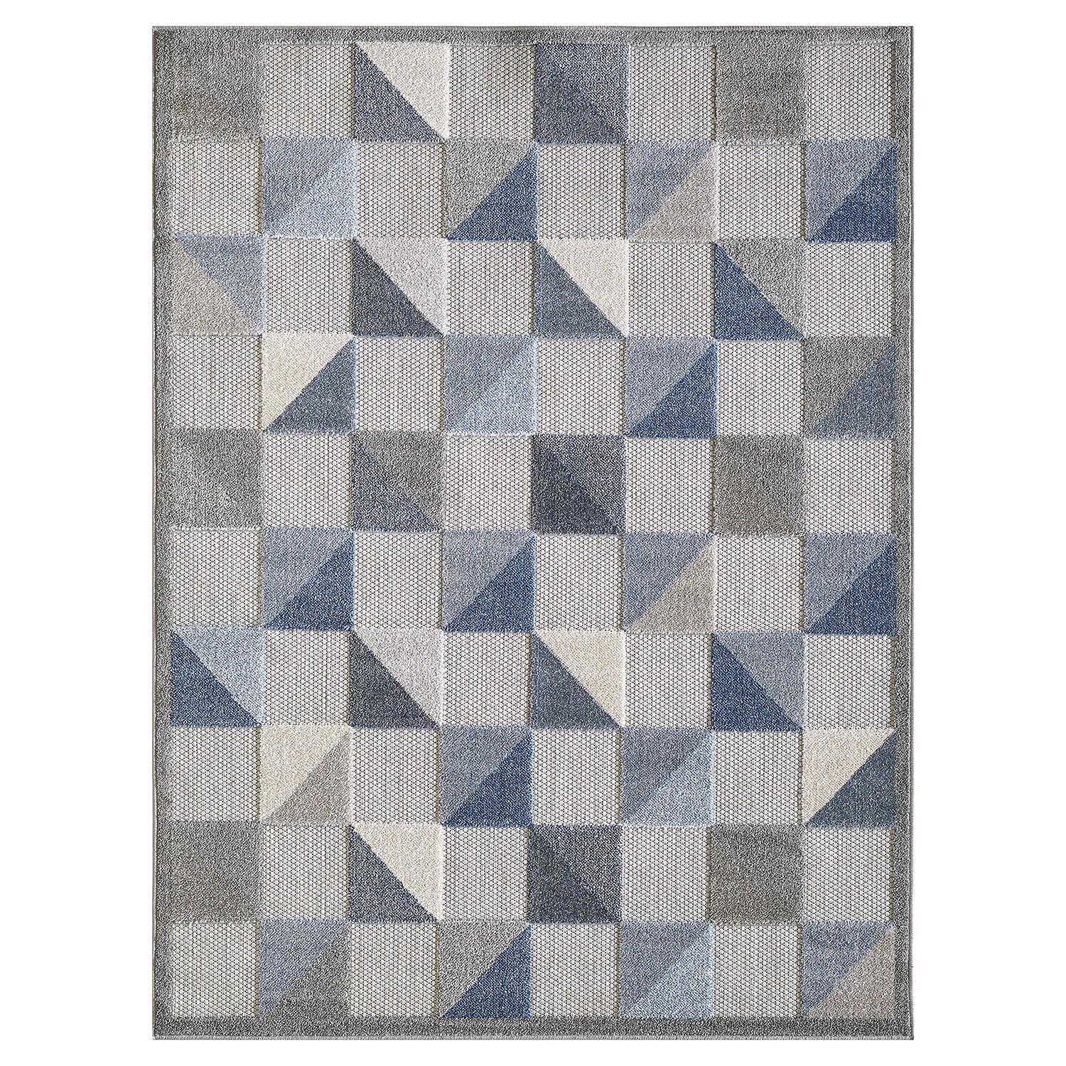 7’ x 9’ Blue Gray Triangle Indoor Outdoor Area Rug