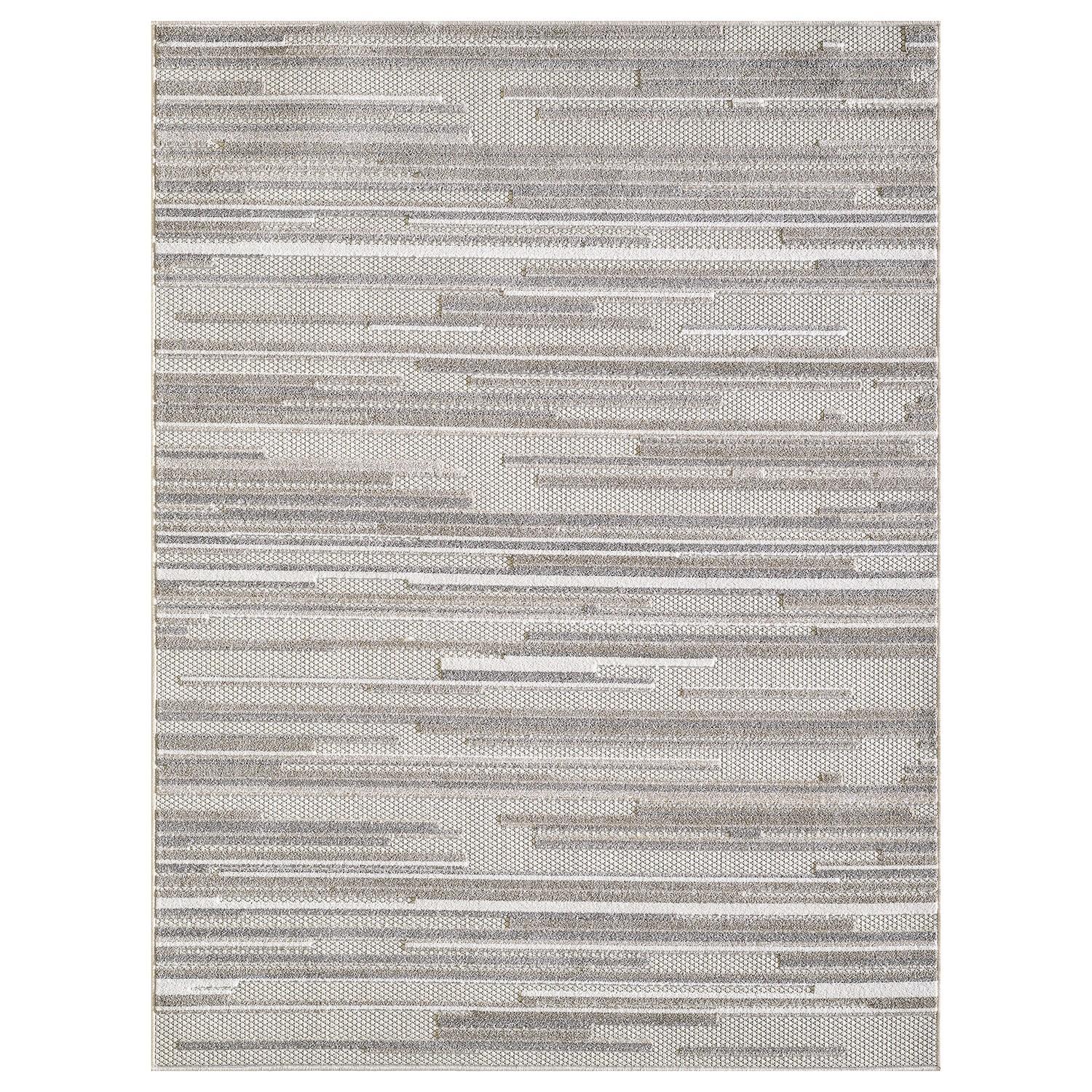 2’ x 4’ Gray Abstract Striped Indoor Outdoor Area Rug