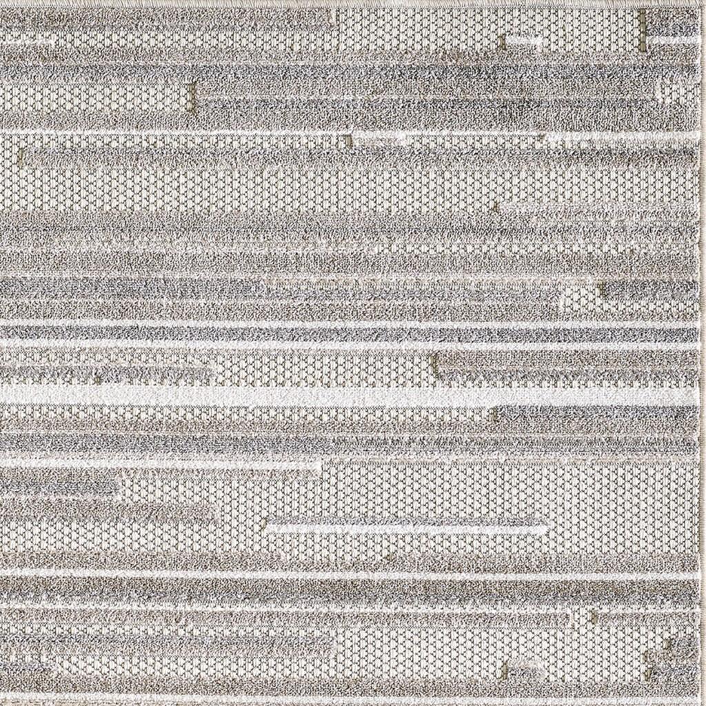 2’ x 4’ Gray Abstract Striped Indoor Outdoor Area Rug