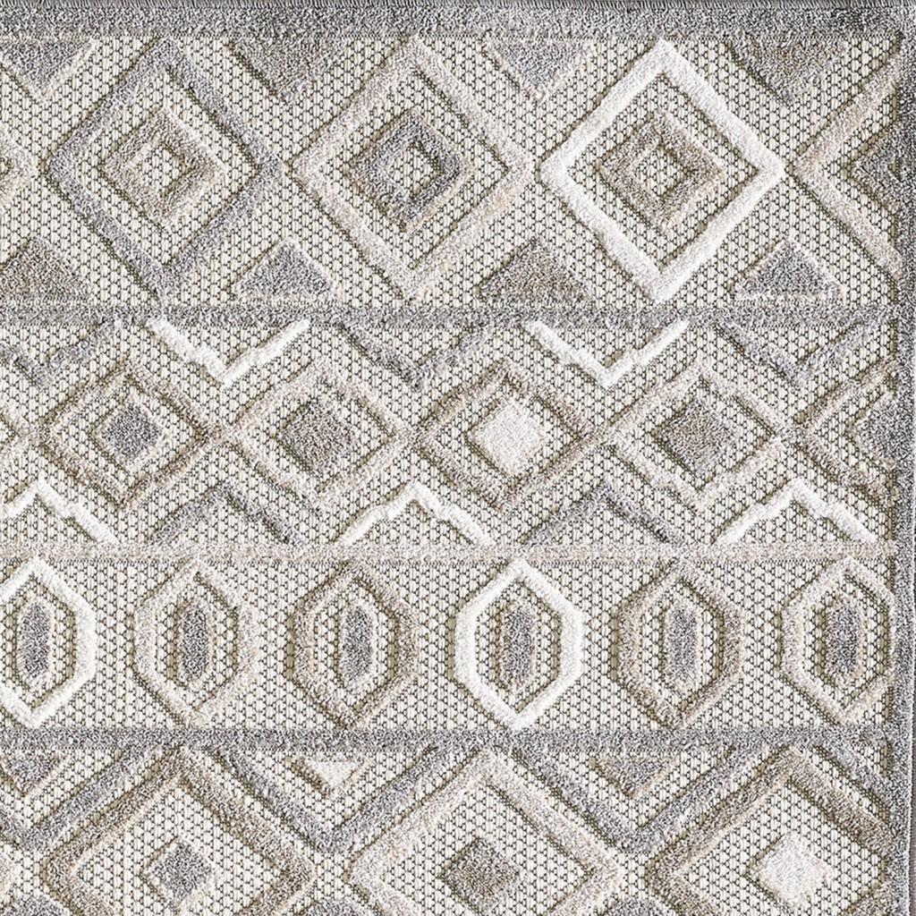 3’ x 5’ Gray Ivory Aztec Pattern Indoor Outdoor Area Rug