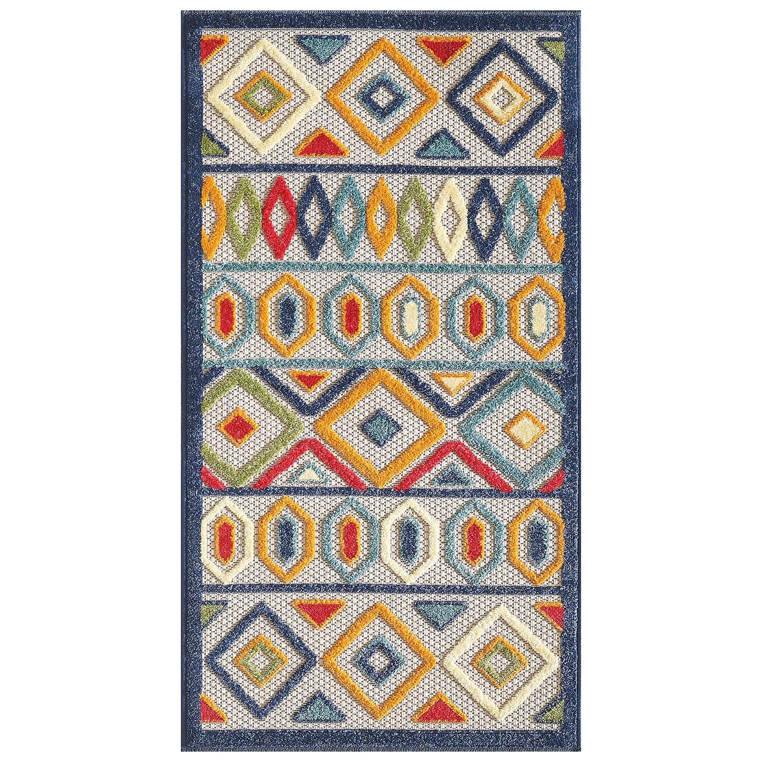 2’ x 4’ Multicolor Aztec Pattern Indoor Outdoor Area Rug Default Title