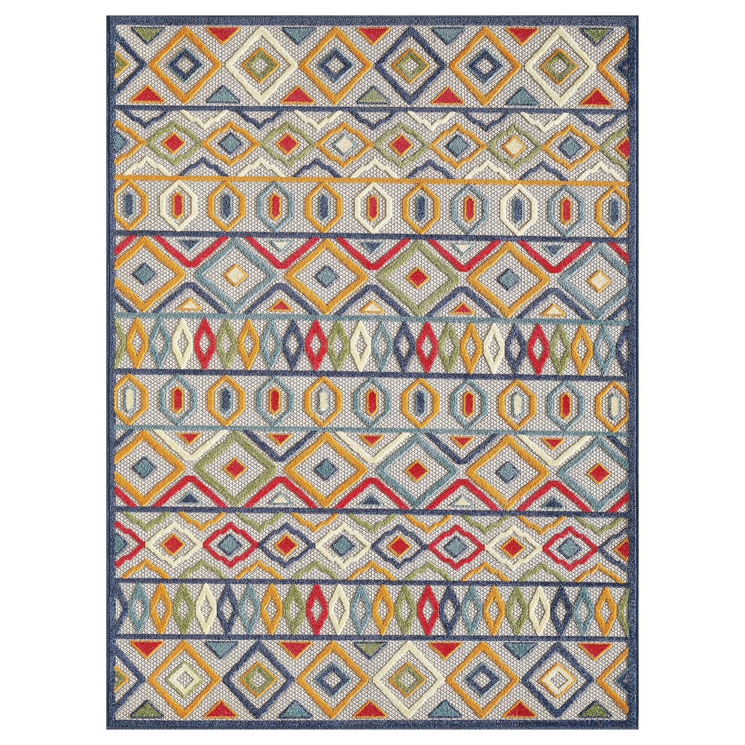 5’ x 7’ Multi Aztec Pattern Indoor Outdoor Area Rug