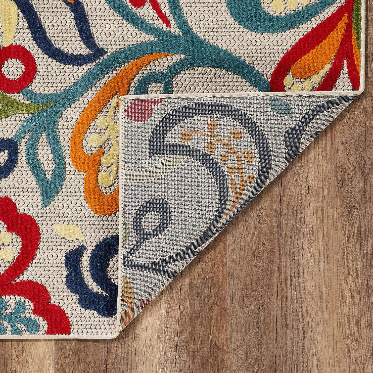 8’ x 10’ Multicolor Jacobean Floral Indoor Outdoor Area Rug Default Title