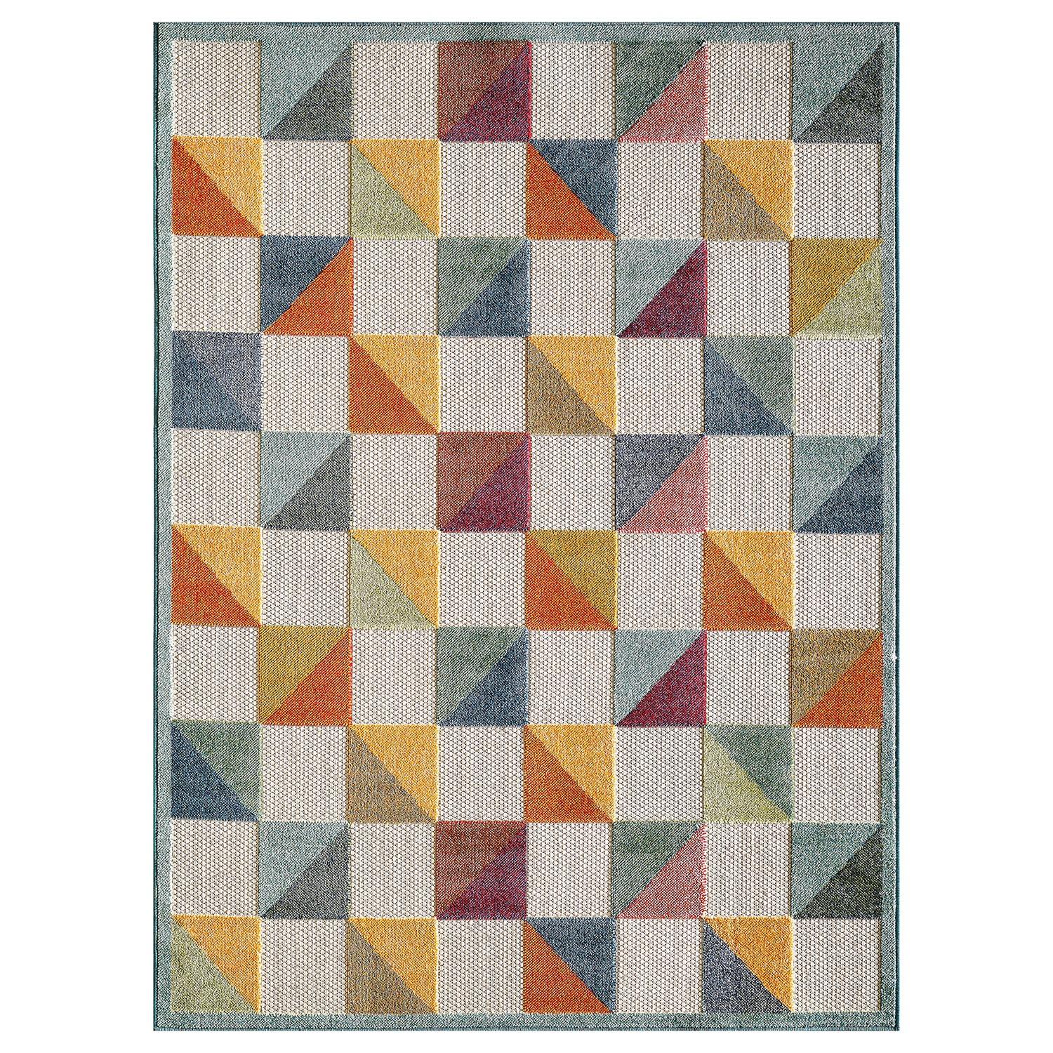 2’ x 4’ Orange Gray Triangle Indoor Outdoor Area Rug