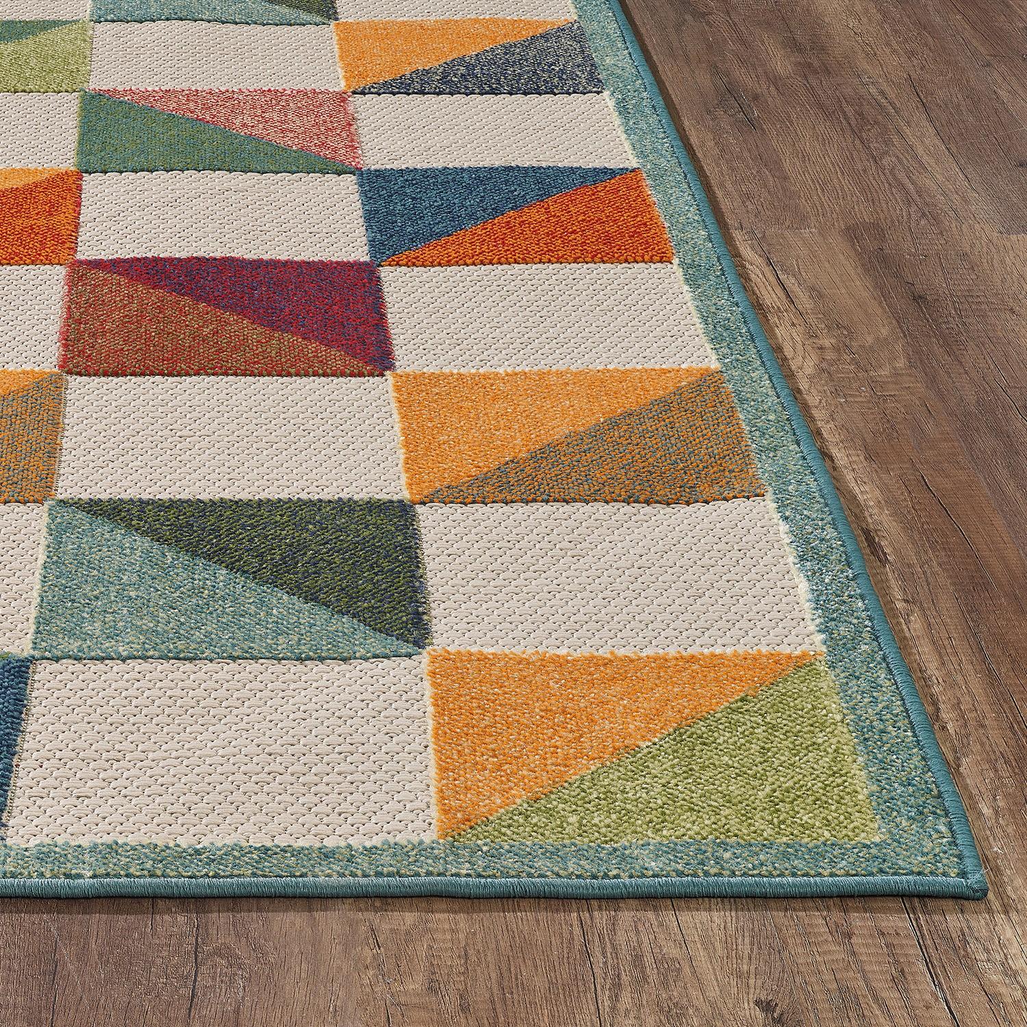 2’ x 4’ Orange Gray Triangle Indoor Outdoor Area Rug