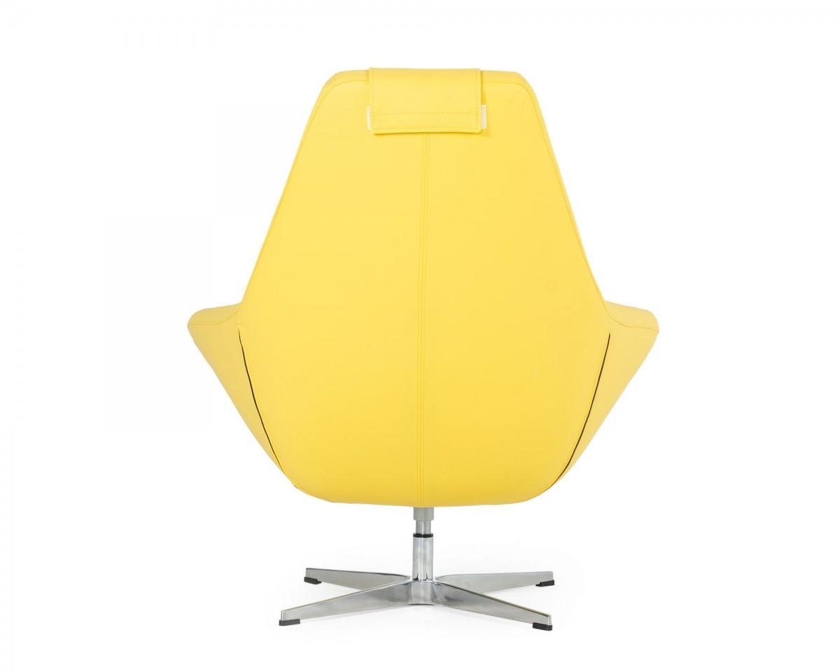 Modern Yellow Faux Leather And Steel Swivel Chair