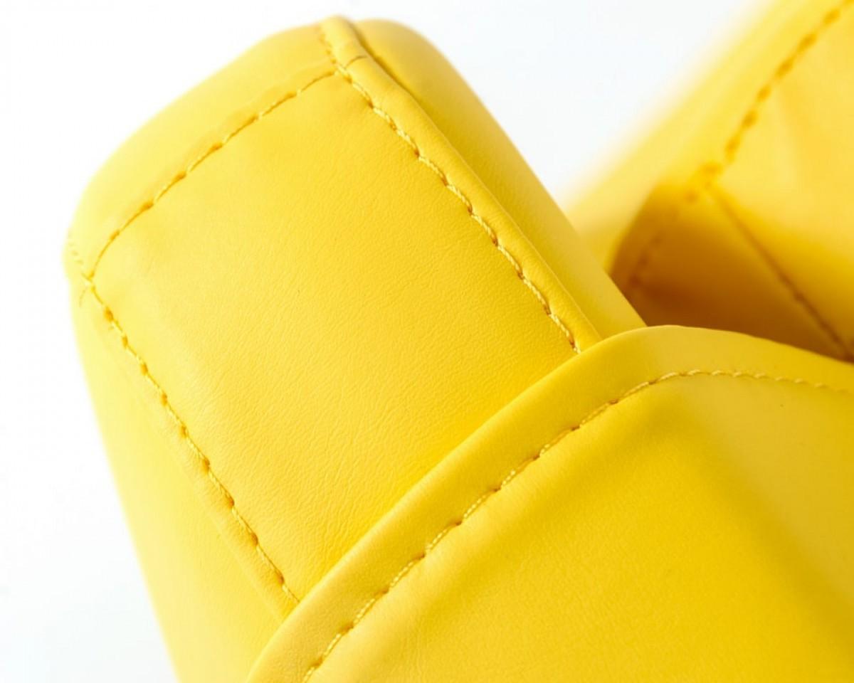 Modern Yellow Faux Leather And Steel Swivel Chair